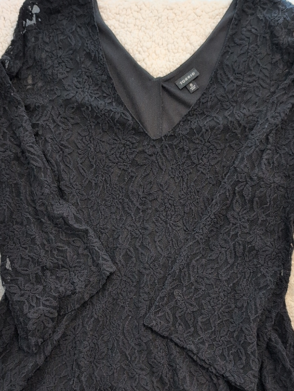 Torrid Black Floral Lace V-Neck Dress